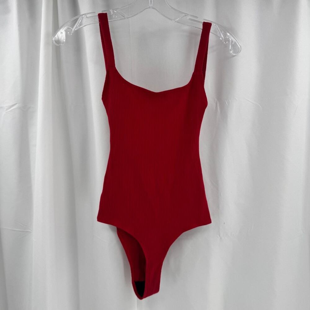 Reformation Ribbed Amy Low Back High Cut Bodysuit Sz S Sleeveless
